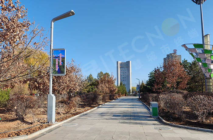 Smart light poles, smart light pole screens